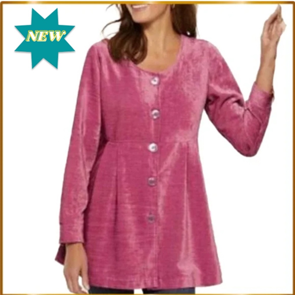 Soft Surroundings Fiona Shirt Fuchsia Berry Chenille A-Line Tunic - NWT - Small